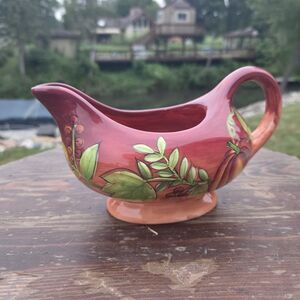 Gates Ware Laurie Gates Gravy Boat Pumpkin Leaves Orange